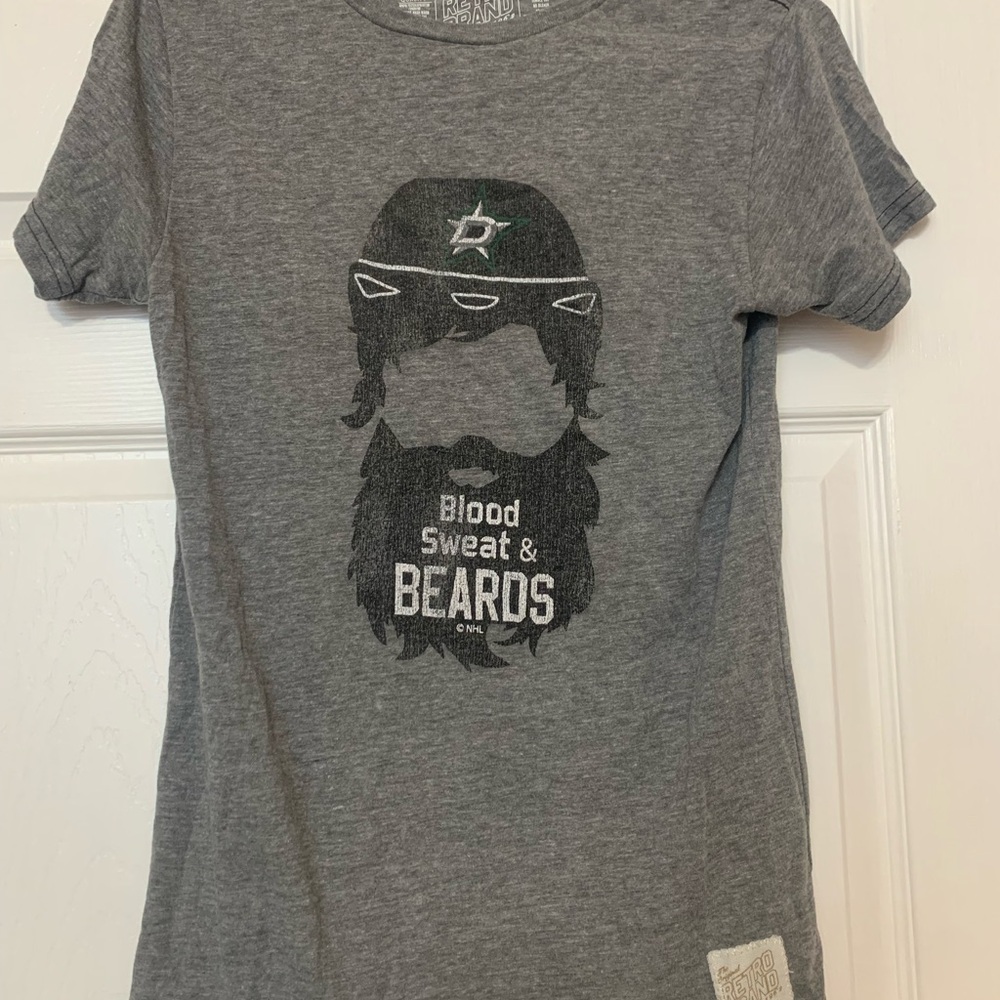 Dallas Stars Gray Graphic Blood Sweat & Beard Men's T-Shirt